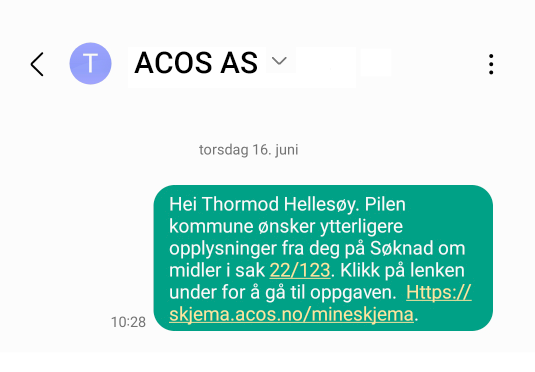 SMS til innbygger - Klikk for stort bilde