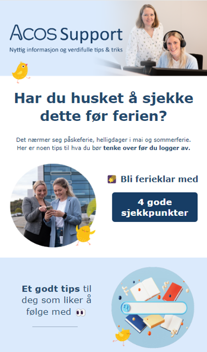 Bilde av et ACOS Support-nyhetsbrev - Klikk for stort bilde